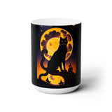 Scary black cat Halloween Ceramic Mug 15oz