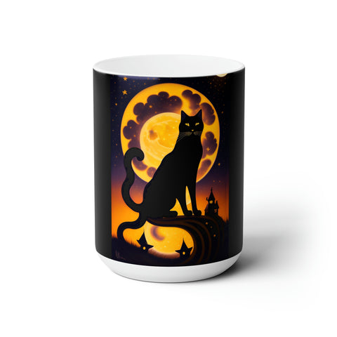 Scary black cat Halloween Ceramic Mug 15oz
