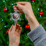 Santa's Sleigh Pewter Snowflake Ornament